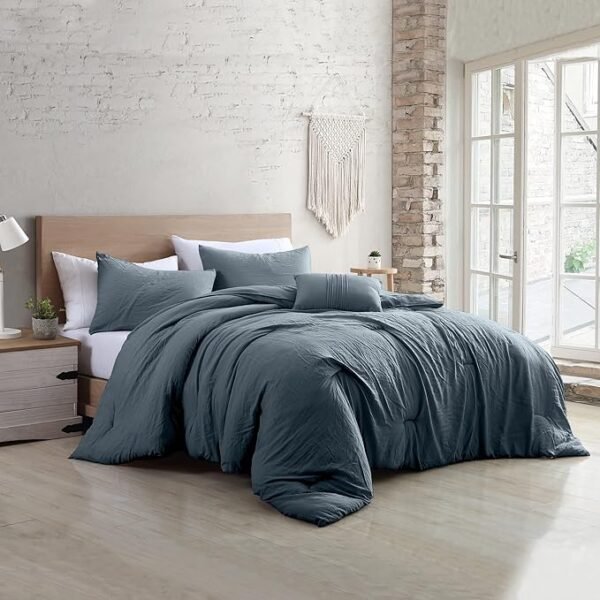 Elegant Denim Queen Comforter Set - Down Alternative Microfiber