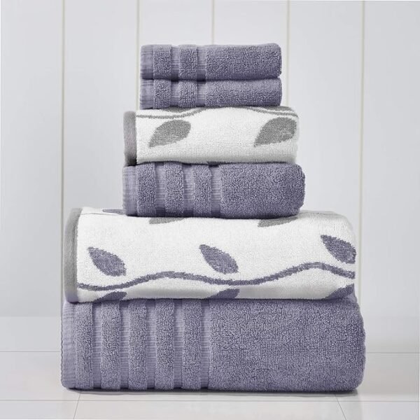 Amrapur Organic Cotton 6-Piece Towel Set - Grey Lavender